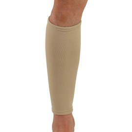 NeoPhysio Medical Grade Elastic Compression Calf Support, Beige Tubular Sleeve - Large = 38-43cm