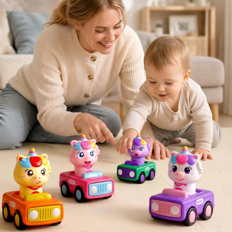 iPlay, iLearn Press to Go Unicorn Car Toys for Toddler
