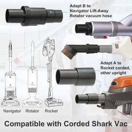 Kodahome Vacuum Attachments, Compatible with Shark Corded Vacuums, Navigator NV350 NV360 & Rotator NV501 Rocket HV300 and More, 1-1/4" Accessories with Hose Adapters (Car Detailing Kit B)