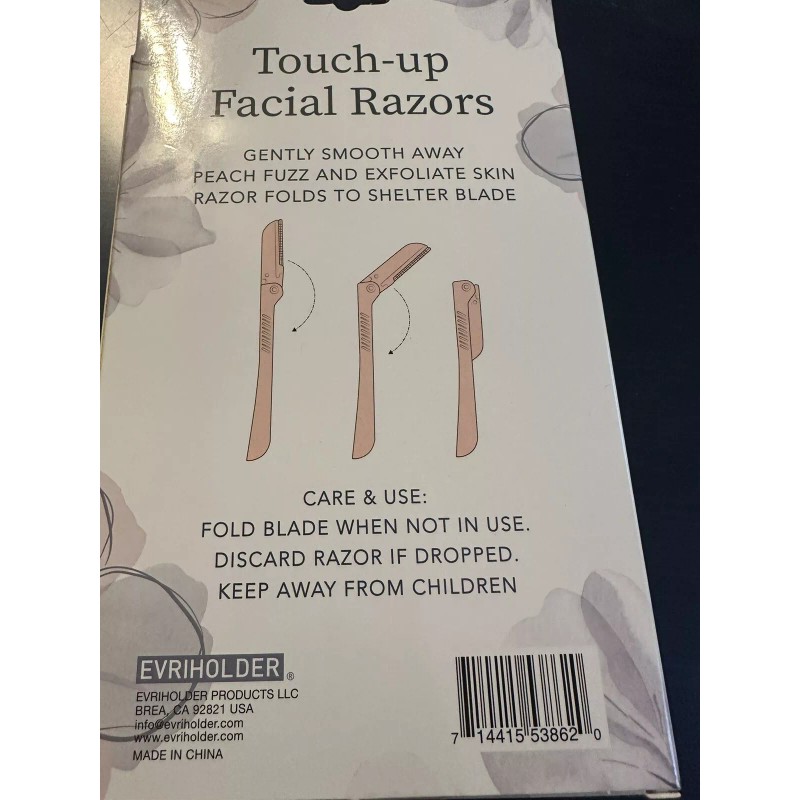 EVRIHOLDER Evribeauty 5 Pack Touch Up Facial Razors! Foldable To