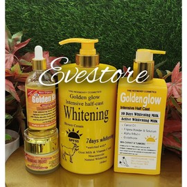 4 In 1 Set Golden Glow Body Milk 500ml Lotion + 1000ml exfoliating shower Cream.