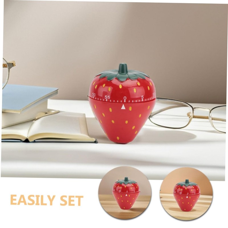 BIUDECO Strawberry Shape Mechanical Timer Countdown Timer Stainless Steel Home