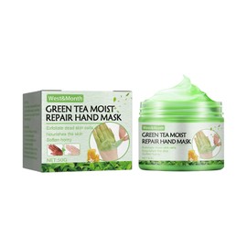 Surakey Green Tea Repair Hand Mask Honey Hand Wax Hand Mask Moisturizing and Exfoliating Hand Dead Skin Rough Skin Mask Anti Cracking for Women Dry, Aging, Cracked Hands 50g