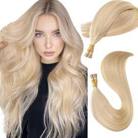 XUANHEFA Human Hair I TIP Tip Extensions Remy Hair Color Wig Extensions 50pcs (18#, 16inch 40cm)
