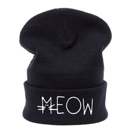 morefaz Beanie Hüte Mützen Damen Herren Jungen Trill, Meow,Swag,Wasted,Diamant TM (Meow New)