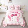 Feelyou Pink Cherry Comforter Set 7 Pieces Cherry Pattern Bed