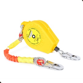 RTOVZON 23FT RTOVZON Self Retracting Lifeline, Fall Arrest Fall Protection Dual Alloy Steel Hook Steel Wire Rope Heavy Duty Retractable Lanyard, Roofing Lifeline, SRL, Safety Lanyard