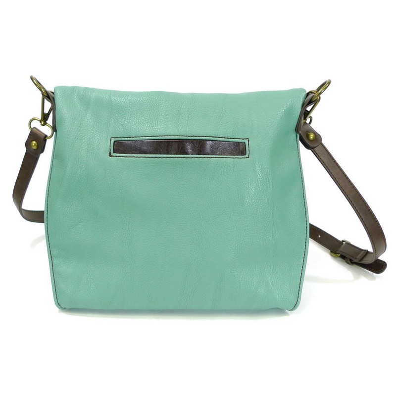 Chala Charming Teal Crossbody Bag With Flap Top and Zipper