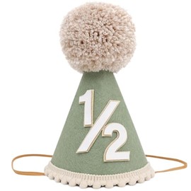 Half Birthday Hat Baby 1/2 Birthday Crown Girls Boys Outfits Boho Felt Crown Cozy Cone Hat Happy 6 Months Baby Decorations Headwear Decor for Half-Year-Old Party Supplies Photo Props Celebrations