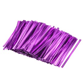 sourcing map 3 Inches Metallic Twist Ties for Bags Purple 1000pcs