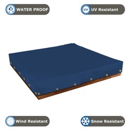 Sandbox Cover 18 Oz Waterproof - Sandpit Cover 100% Weather Resistant with Metal Grommets (60" W x 60" D x 8" H, Blue)