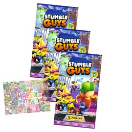 Bundle with Panini Stumble Guys Cards Series 2 - Trading Cards - Selection + Exclusive Birthday Card (3 Bags)