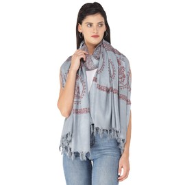 Exotic India Lord Ganesha Hindu Prayer Shawl from Banaras - Viscose - Color Tradewinds