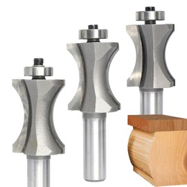 Akylin's 3Pcs Convex Edge Oval Router Bit Set 1/2" Shank, Shallow Bullnose at 1",1-1/8",1-1/4" Length,Convex Column Molding Router Bits-Perfect for Stair Treads and Shelf Edges