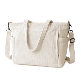 MOMOJULI Corduroy Hobo Shoulder Bag for Women,Large Casual Tote Bag Messenger Bag with Zipper and Detachable Strap for Daily Work,Shopping,Travel