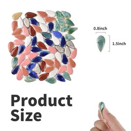 Redvigh Ceramic Mosaic Tiles 500g, Random Color Big Raindrops Shape Mosaic Ceramics Pieces for DIY Crafts Plates Flowerpots Making Supplies Home Decoration