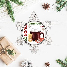 DOREENABE Hot Cocoa Bar Snowflakes Ornaments Hot Cocoa Station Keepsake Metal Ornament Holiday Ornament for Home Christmas Tree Decor Best Gifts for Christmas