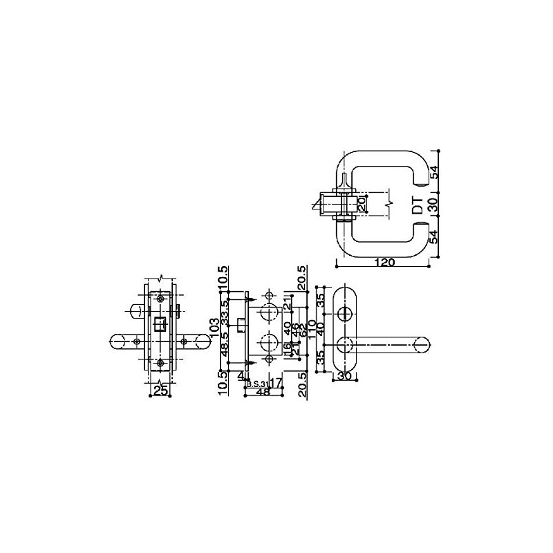 YKKAP Maintenance Parts Lever Handle (with lock case) (HH-J-0445LH+HH-J-0445CS) YW: