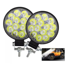 faros de niebla Par Faros 14 Leds Redondo Mini Slim 42w 4x4 Spot Niebla Ultr