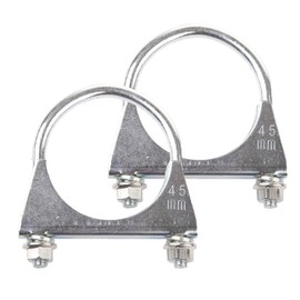 HARY 2Pcs 45mm Exhaust Clamp, Heavy Duty U-Shaped Car Clamp, M8 Pipe Clamp Ø45mm, Galvanized U-Bolt Clamp for Motorcycle and Car Exhaust Pipes