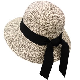 REETEE Women's Sun Hat UPF 50+ Wide Brim Beach Hat Summer Hat Women's Straw Hat Foldable Beach Hat Straw Hat, khaki