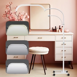 LGEXRCH Eyelash LED Floor Light Estheticians Light, Flexible Bracket Tattoo Light, Pmu Lamp, Facialist Moon Lamp, Lighting for Beauty Filming and Content Creation, Various Angles Adjustable (White)