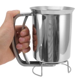 plplaaoo Stainless Steel Pancake Batter Dispenser,Funnel Cupcake Dispenser,Pancake Batter Dispenser Handheld Stainless Steel Pancake Pourer for Baking Cupcakes Muffins