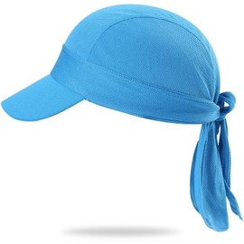 Arcweg Bandana Cap, Head Scarf with Visor, Breathable Pirate Cap, UV Protection, Adjustable, Biker Cap, Cycling Cap, Quick-Drying, blue