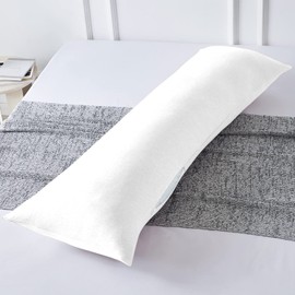 White Body Pillow Pillowcase 20x54 Inch, Cotton Body Pillow Case Cover with Zipper, Soft Jersey Body Pillow Cover fit for 21x54 Inch Full Body Pillow Insert, 20x54 Inch, White,