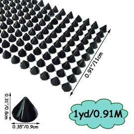 1 Yard Spike for Crafts Stude Cone Flatback Plastic Trim Mesh for Holloween Decoration Costume Embellishment Crafts(Black)