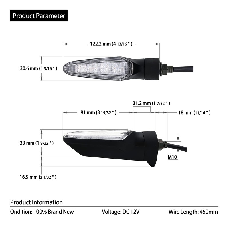 DEMYPROX Universal High Brightness Motorcycle LED Turn Signal Light +