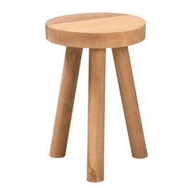 bali & pari Terah Mid-Century Modern Natural Finsihed Solid Teak Wood Ottoman/Footstool