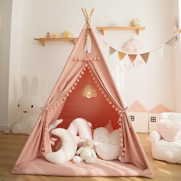 Teepee Tent for Kids with Padded Mat Foldable Tone Play