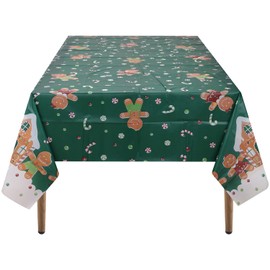 WedDecor Disposable Christmas Tablecloths, Plastic Banquet Party Table Cover Wipeable Tableware PVC Desk Table Cover Xmas Decoration, Rectangle Tablecloth, Green, 220x130 cm