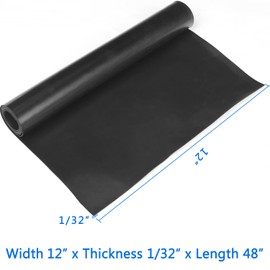 WochiTV Solid Rubber Strips Rolls, 12" Wide x 1/32" Thick x 48" Long Neoprene Rubber Sheets Perfect for DIY Gasket Material, Sealing, Liner, Shield, Padding, Mat