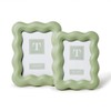 Two's Company Wavy Wood Photo Frames, Sage Green, Set of