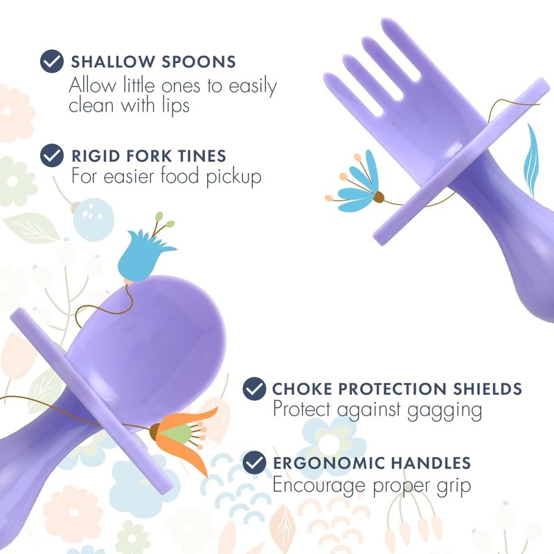 Elli&Nooli Baby Utensil Set - Self-Feeding Baby Spoons - Choke