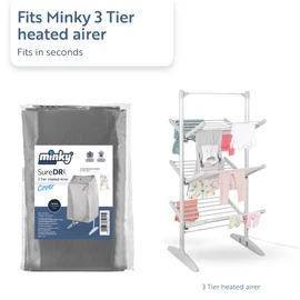 Minky SureDri 3 Tier Heated Airer Cover, Heated Clothes Airer Cover, Retains Heat for Faster Drying, Air Vents For Air Circulation For Faster Drying, 100% Polyester, Cover Only