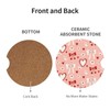 Car Coasters for Cup Red Bows Heart, Absorbent Ceramic Cork