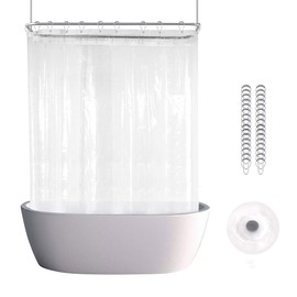 De-Mediocre Clawfoot Tub Shower Curtain 180x70 Inch Clear Liner All Warp Around Extra Wide 36 Metal Hooks Heavy Duty Vinyl Bath Curtain for Clawfoot Stand Up Tub Bathroom PEVA Waterproof Magnet
