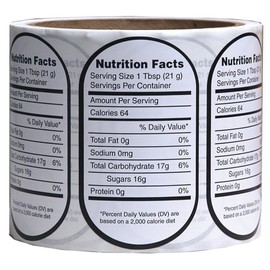 Mann Lake 250 Count Nutrition Label, Large