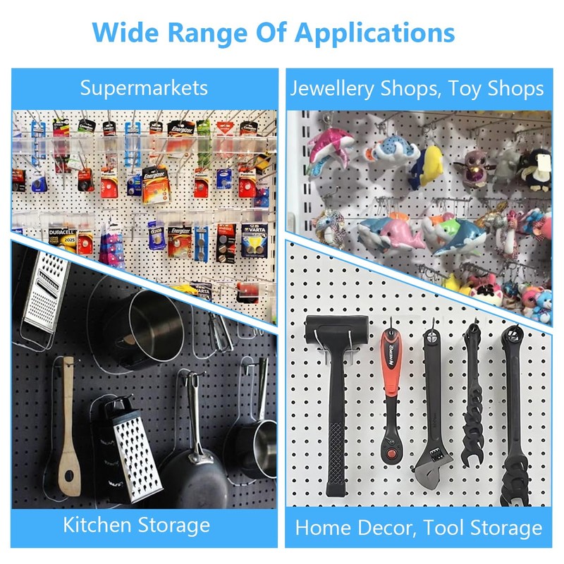 Pack of 50 Perforated Wall Hooks, Stainless Steel Pegboard Hooks,