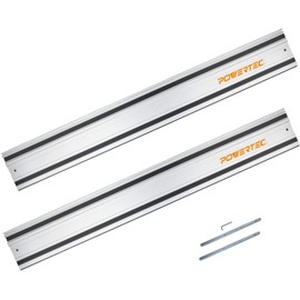POWERTEC 110" Track Saw Guide Rail Kit for Makita and Festool, Includes 2PK 55" Guide Rails, 2PK Guide Rail Connectors, and 2PK 7" Track Saw Clamps (72057)