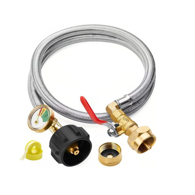 Propane Refill Adapter Hose with Gauge & Control Valve! Extend,