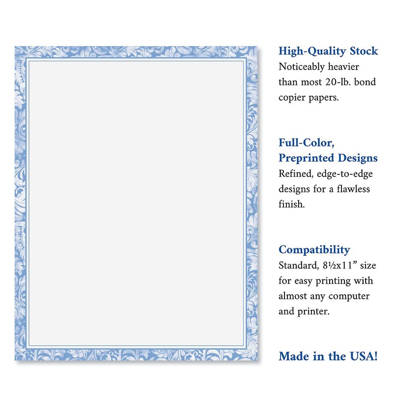 Blue Alluring Border Letter Papers - Set of 25 spring