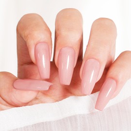 Gellen Nude Jelly Gel Nail Polish for French Manicure, Semi Sheer Pastel Pink Shimmer Gel Polish 18ml/0.61oz No Wipe Soak Off Glossy UV Gel for Nail Manicure Salon DIY Nail Art, Color 126
