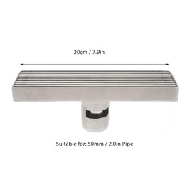 Linear Shower Drain,Large Drainage Capacity Stainless Steel Linear Drain,Effective Unpleasant Smell Prevention Rectangular Floor Drain,for 2.0in Pipe Bad Smell Prevention (Middle