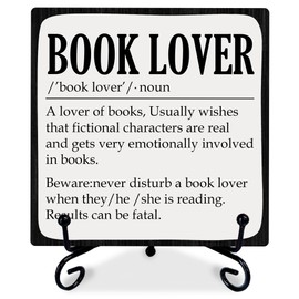 GHTRP Reading Lover Wooden Sign - Book Lover Definition - Inspirational Quote, 5 x 5 Inches - A01