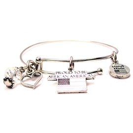 ChubbyChicoCharms Proud to Be African American Expandable Wire Bangle, 2.5"