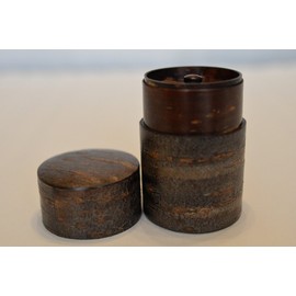 藤木伝四郎商店 総皮茶筒(大)霜降皮 30291 直径8.3cm、高さ12cm